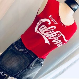 Custom "Enjoy California" Vintage Studded Crop Top
